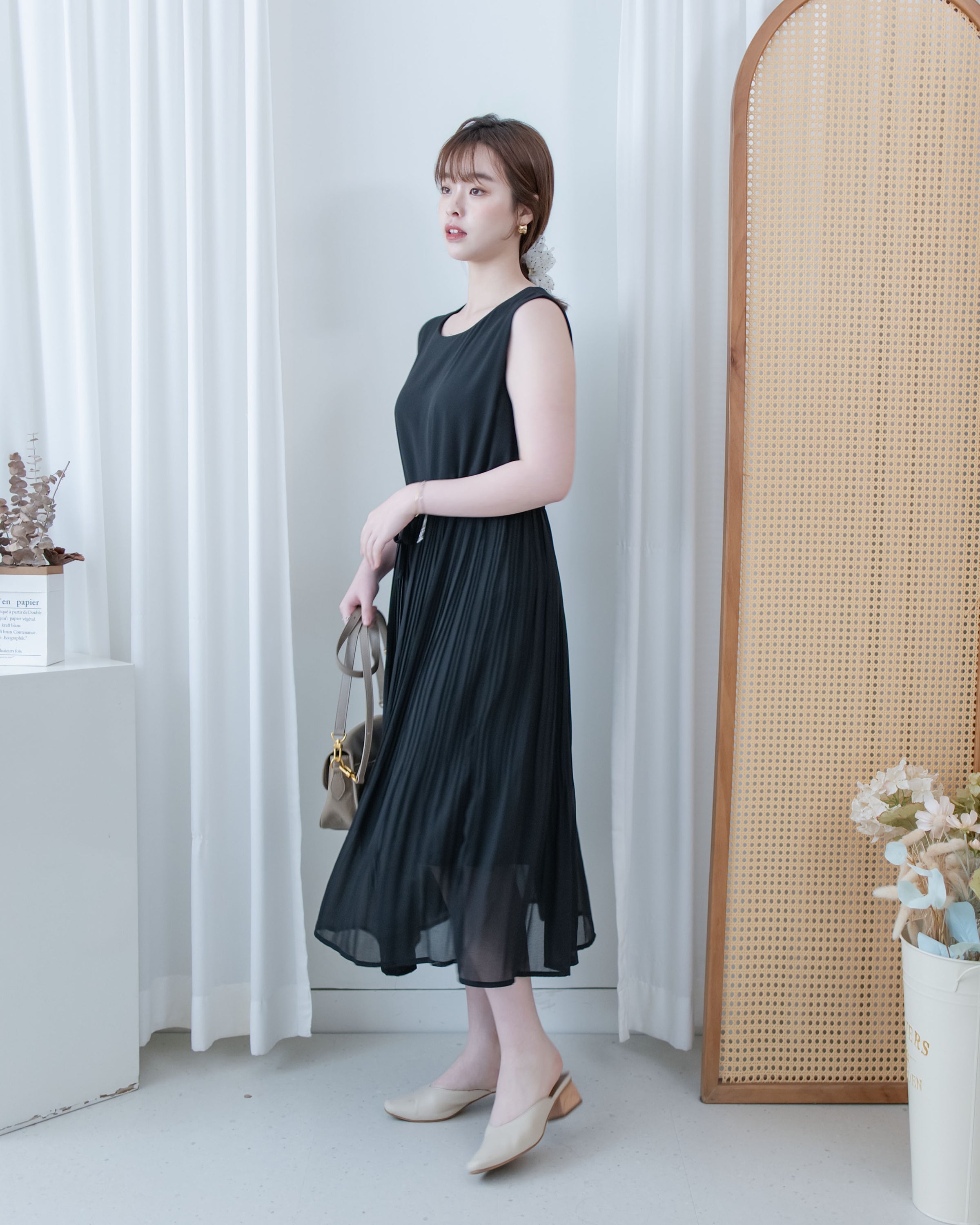 Chiffon Vest Dress 雪紡無袖修腰飄逸連身裙/ DS1134