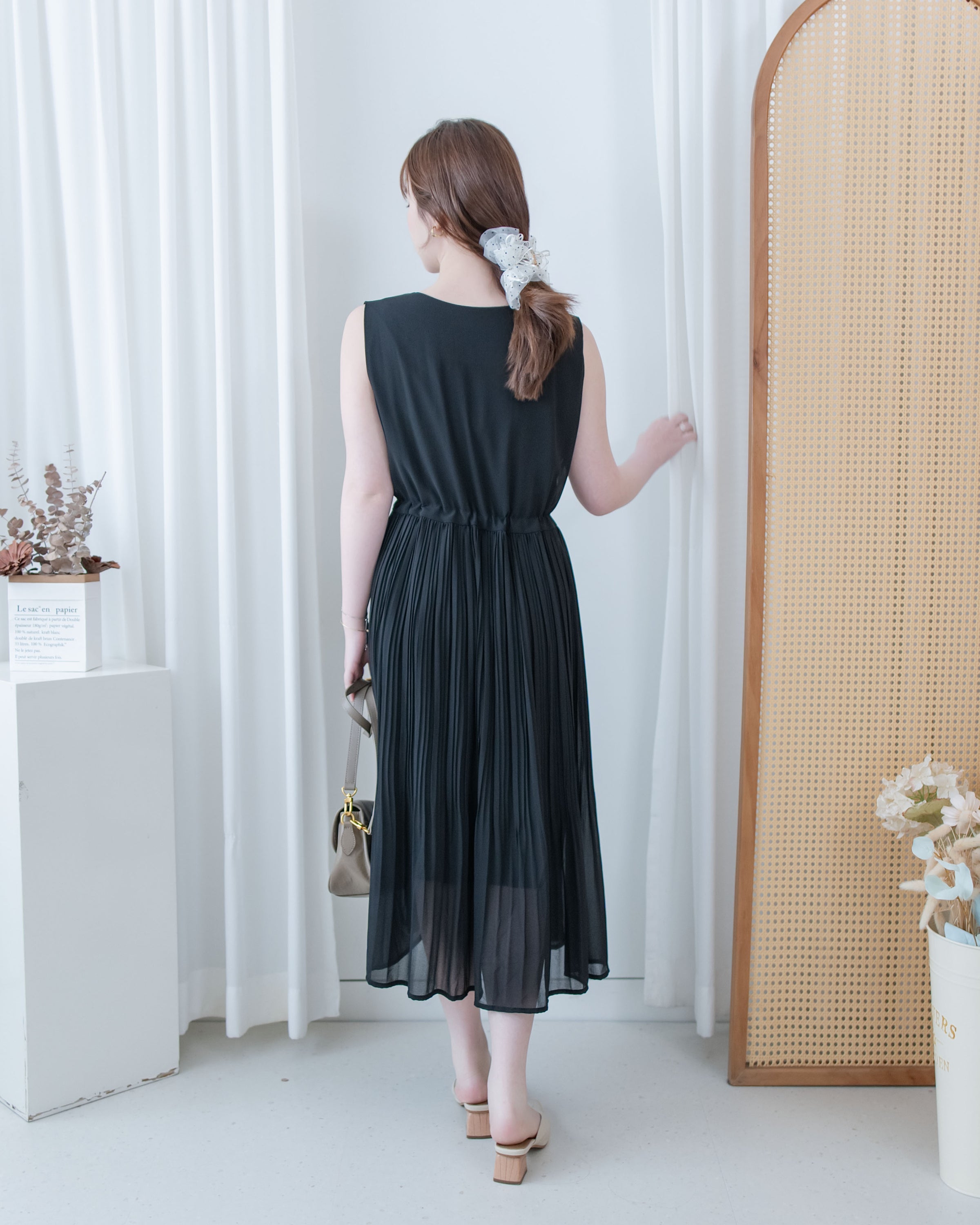 Chiffon Vest Dress 雪紡無袖修腰飄逸連身裙/ DS1134