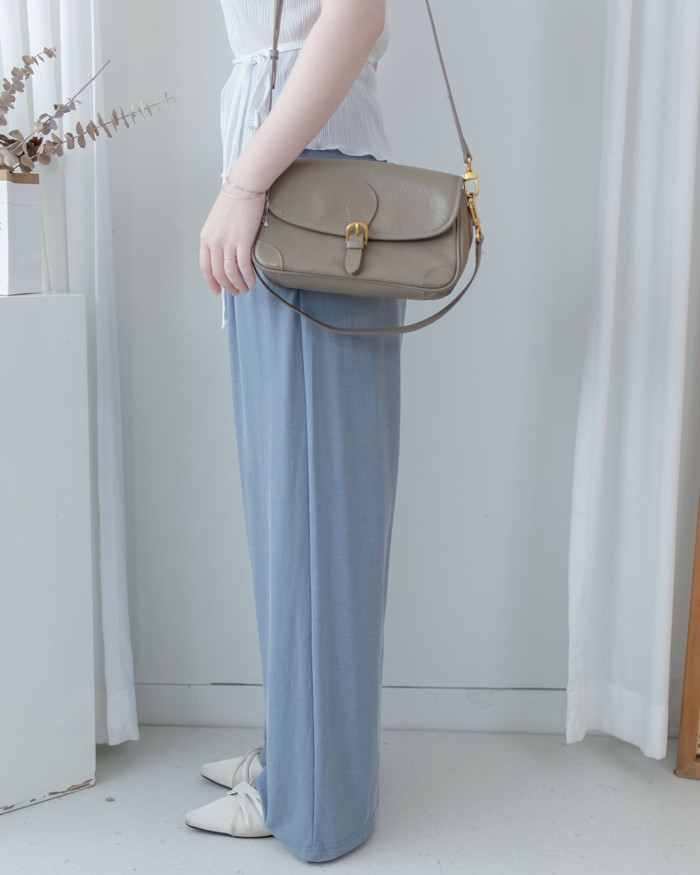 Jersey Wide Leg Pants 彈性腰圍抗皺棉感闊褲/ PT8460