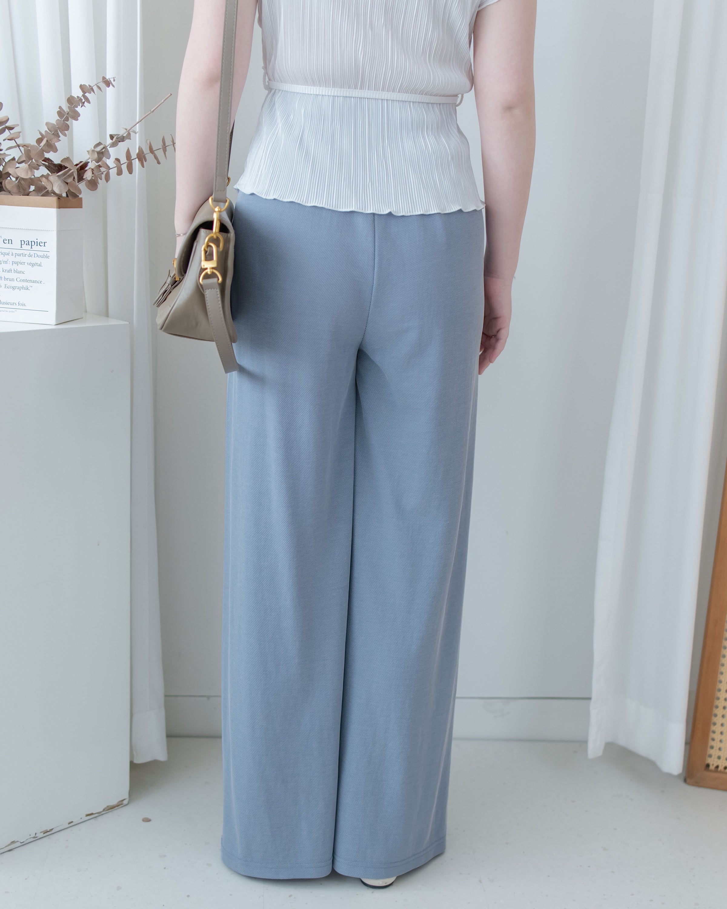 Jersey Wide Leg Pants 彈性腰圍抗皺棉感闊褲/ PT8460