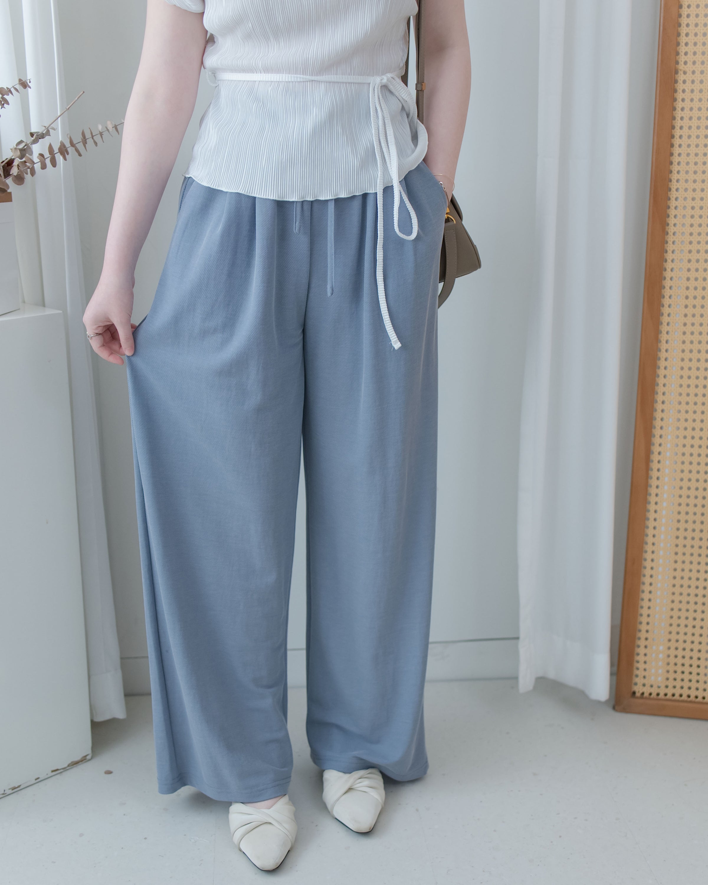 Jersey Wide Leg Pants 彈性腰圍抗皺棉感闊褲/ PT8460