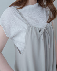 Ribbon Jumpsuit 蝴蝶調節細帶鬆弛感闊腳吊帶褲/ DS1136 (Pre-order LightKhaki)