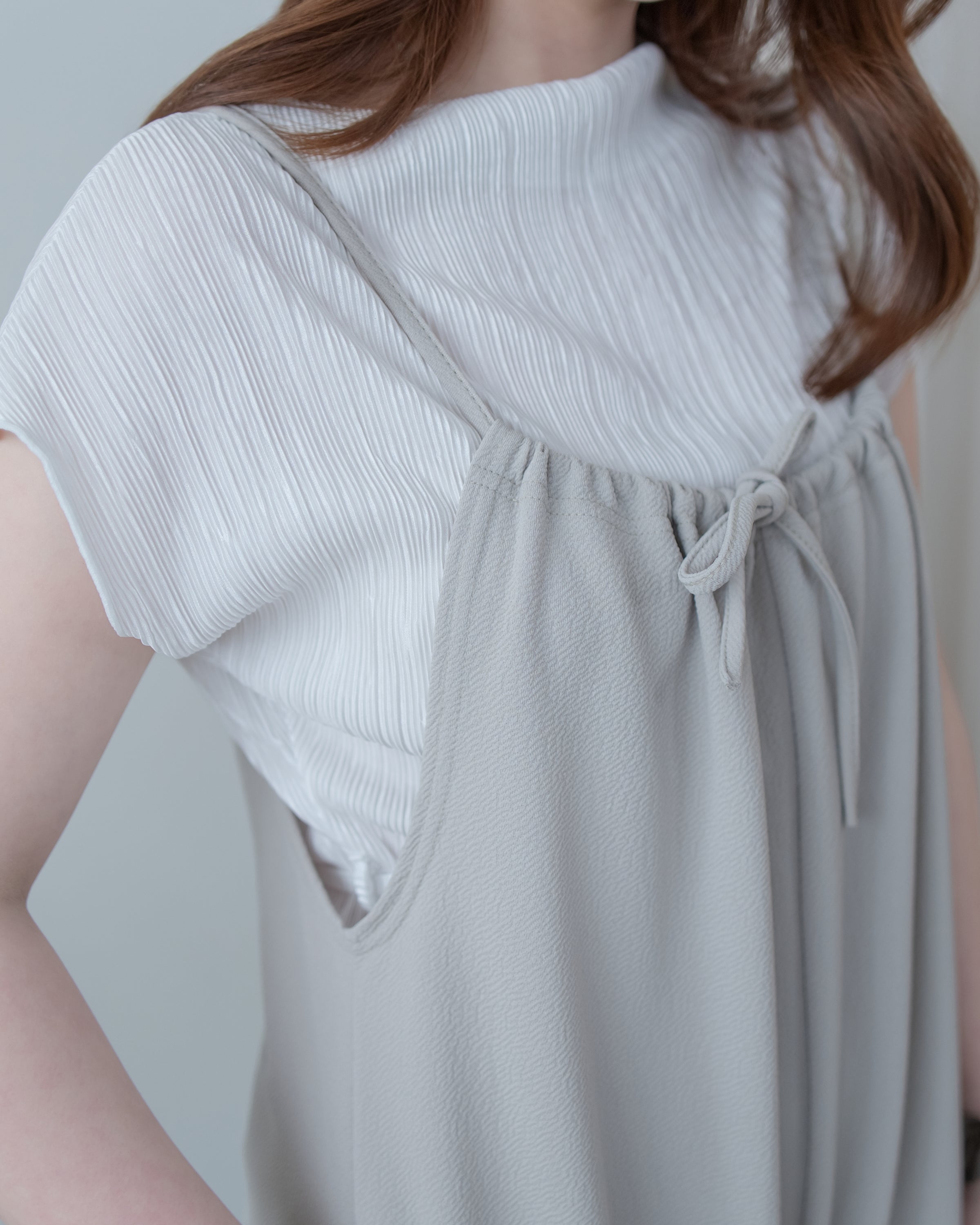 Ribbon Jumpsuit 蝴蝶調節細帶鬆弛感闊腳吊帶褲/ DS1136 (Pre-order LightKhaki)