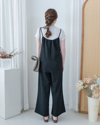 Ribbon Jumpsuit 蝴蝶調節細帶鬆弛感闊腳吊帶褲/ DS1136 (Pre-order LightKhaki)