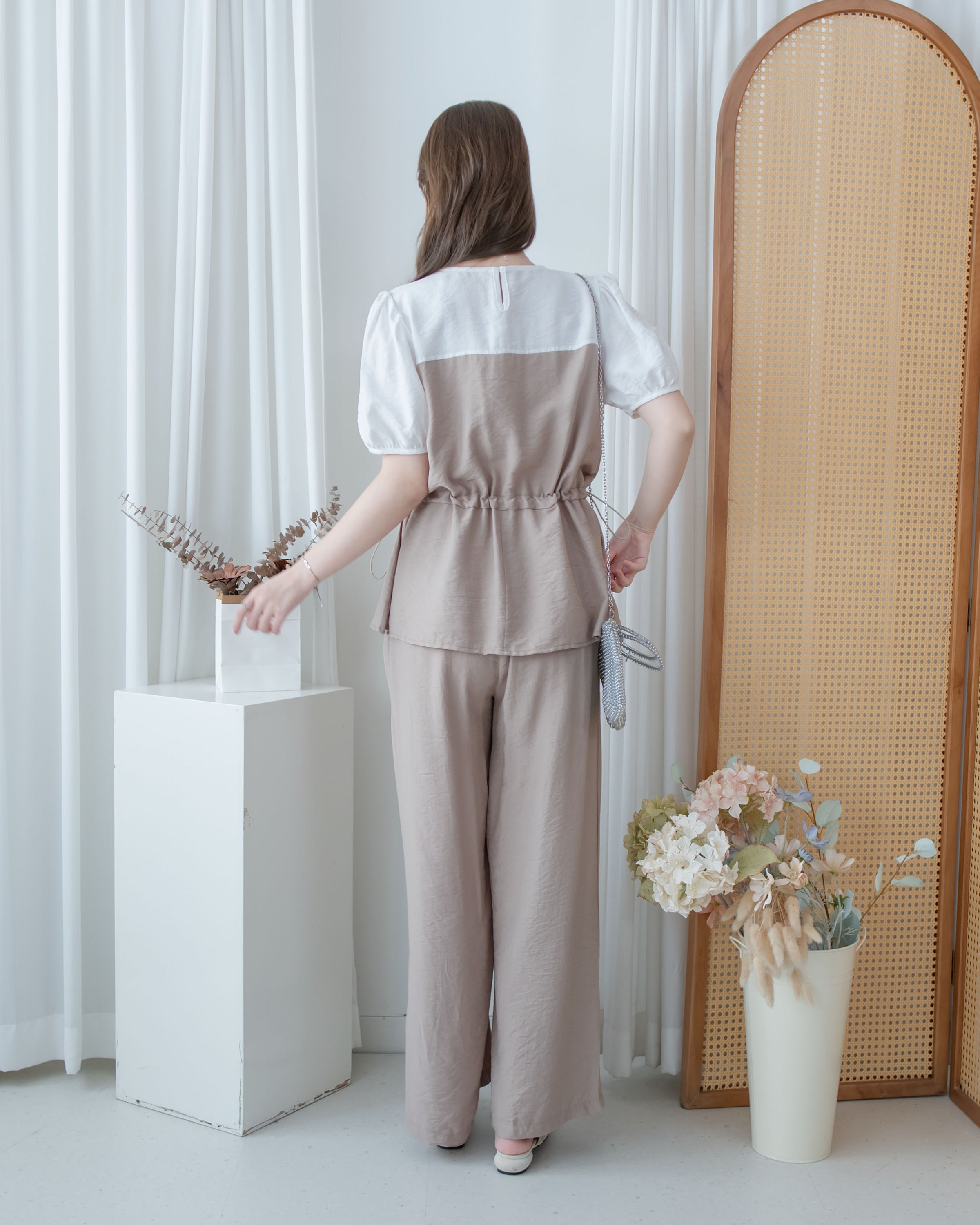 Alice Set Pants 拼色假兩件舒適精緻套裝/ SE8113