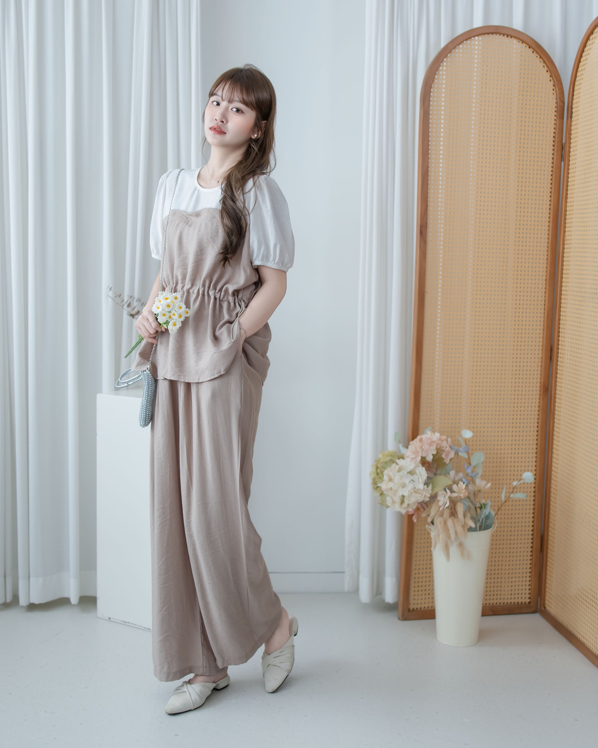 Alice Set Pants 拼色假兩件舒適精緻套裝/ SE8113