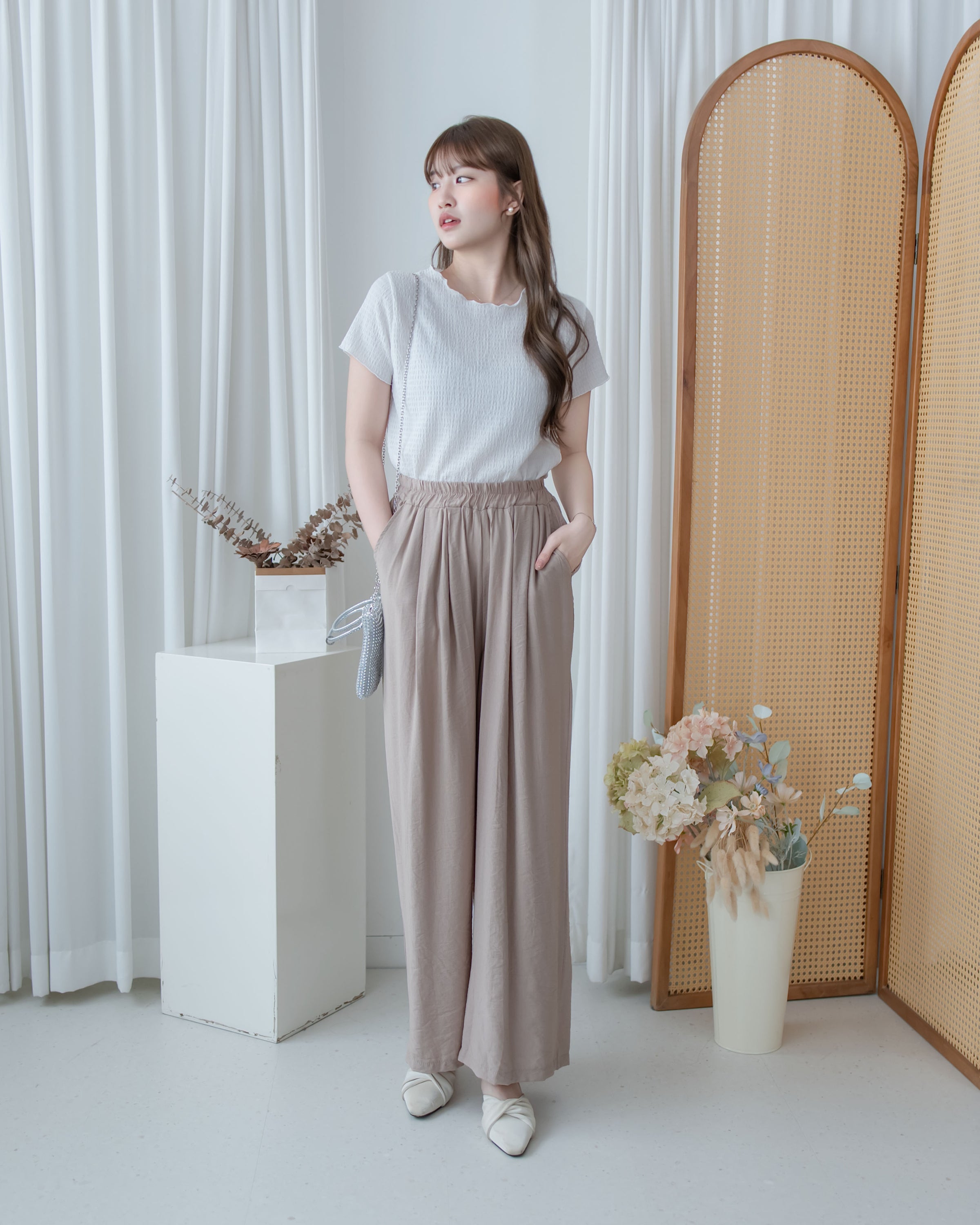 Alice Set Pants 拼色假兩件舒適精緻套裝/ SE8113
