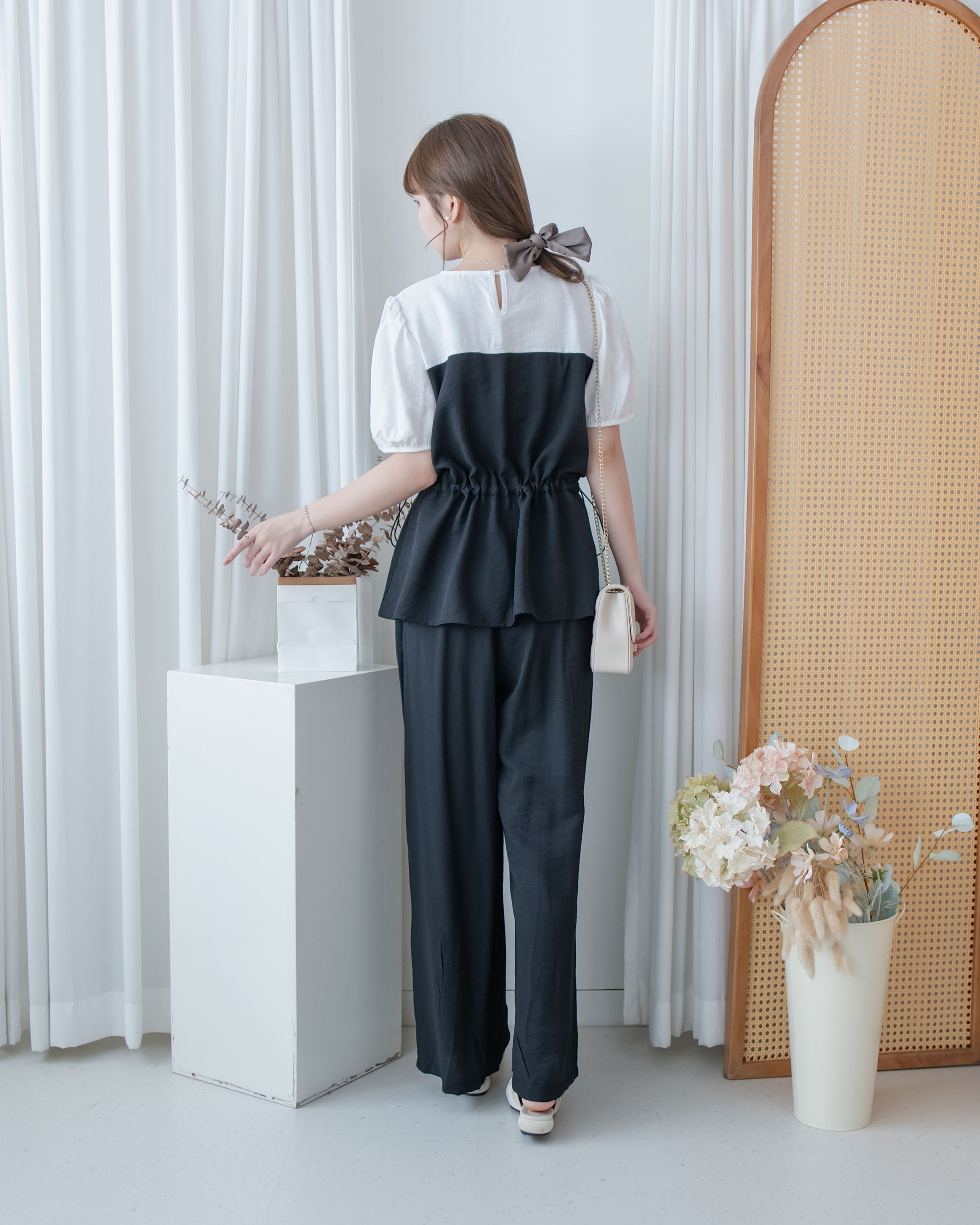 Alice Set Pants 拼色假兩件舒適精緻套裝/ SE8113