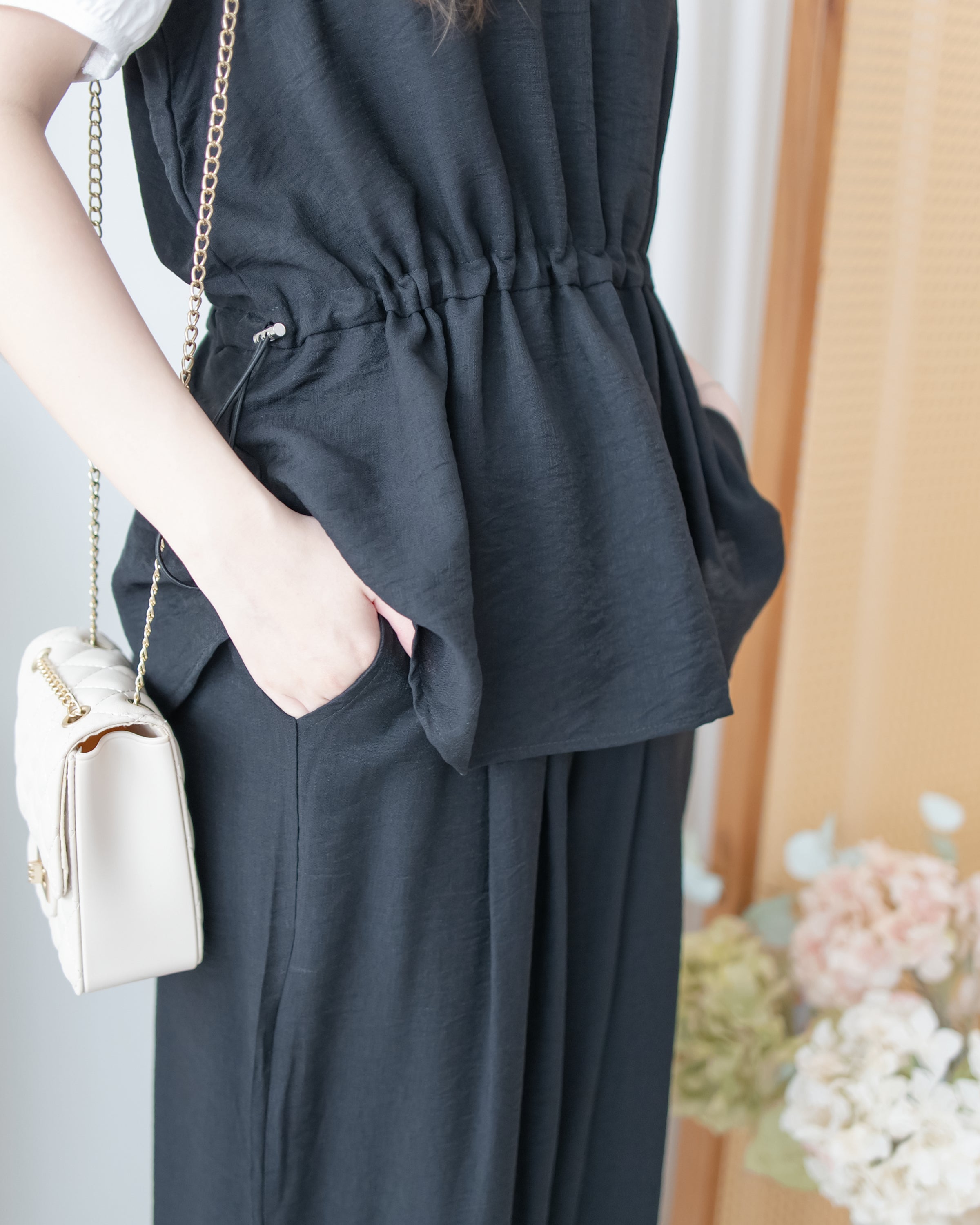 Alice Set Pants 拼色假兩件舒適精緻套裝/ SE8113