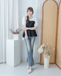 Alice Set Pants 拼色假兩件舒適精緻套裝/ SE8113