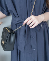 Louisa Dress 翻褶袖子修腰裙擺車褶連身裙/ DS1132