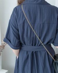 Louisa Dress 翻褶袖子修腰裙擺車褶連身裙/ DS1132