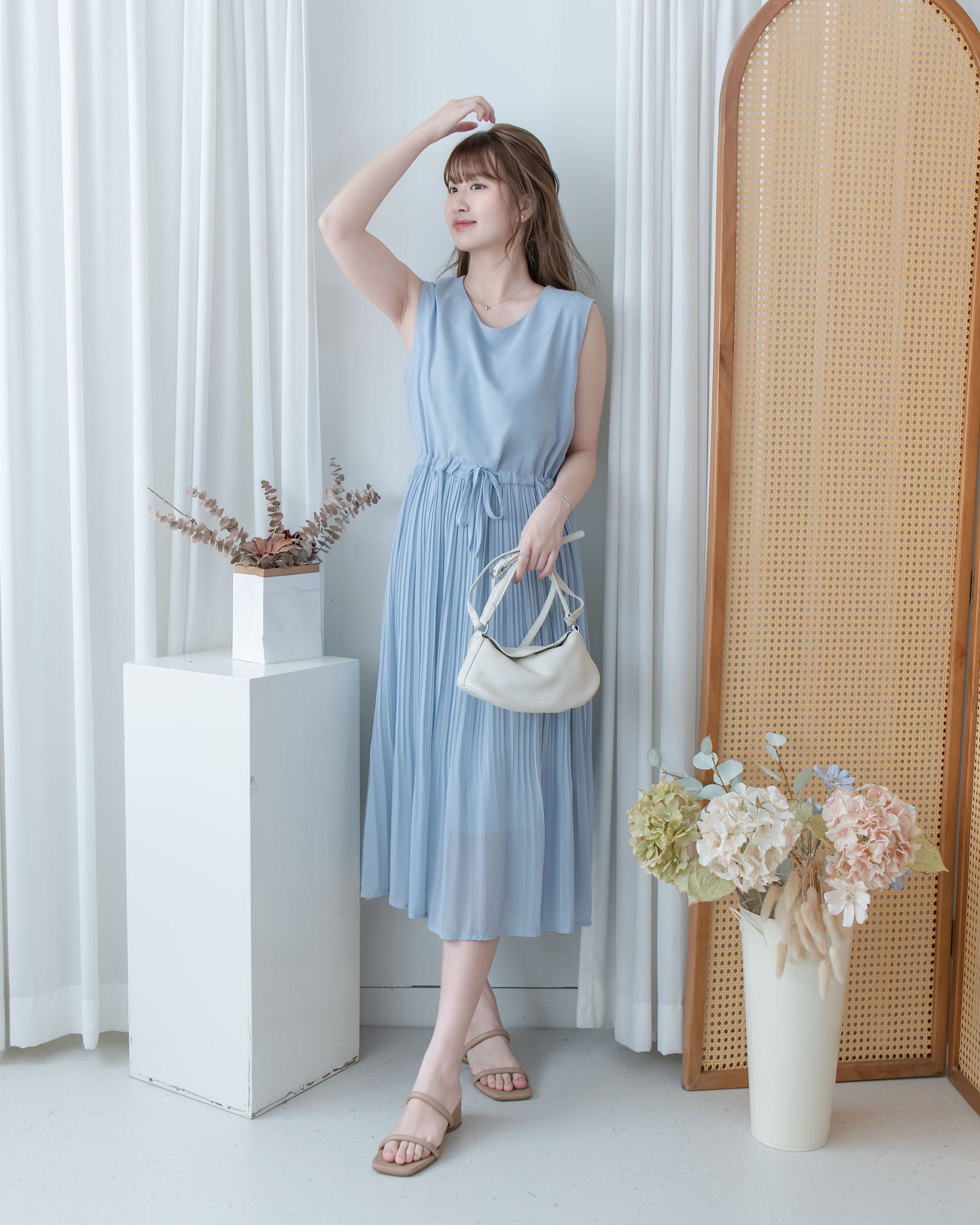 Chiffon Vest Dress 雪紡無袖修腰飄逸連身裙/ DS1134