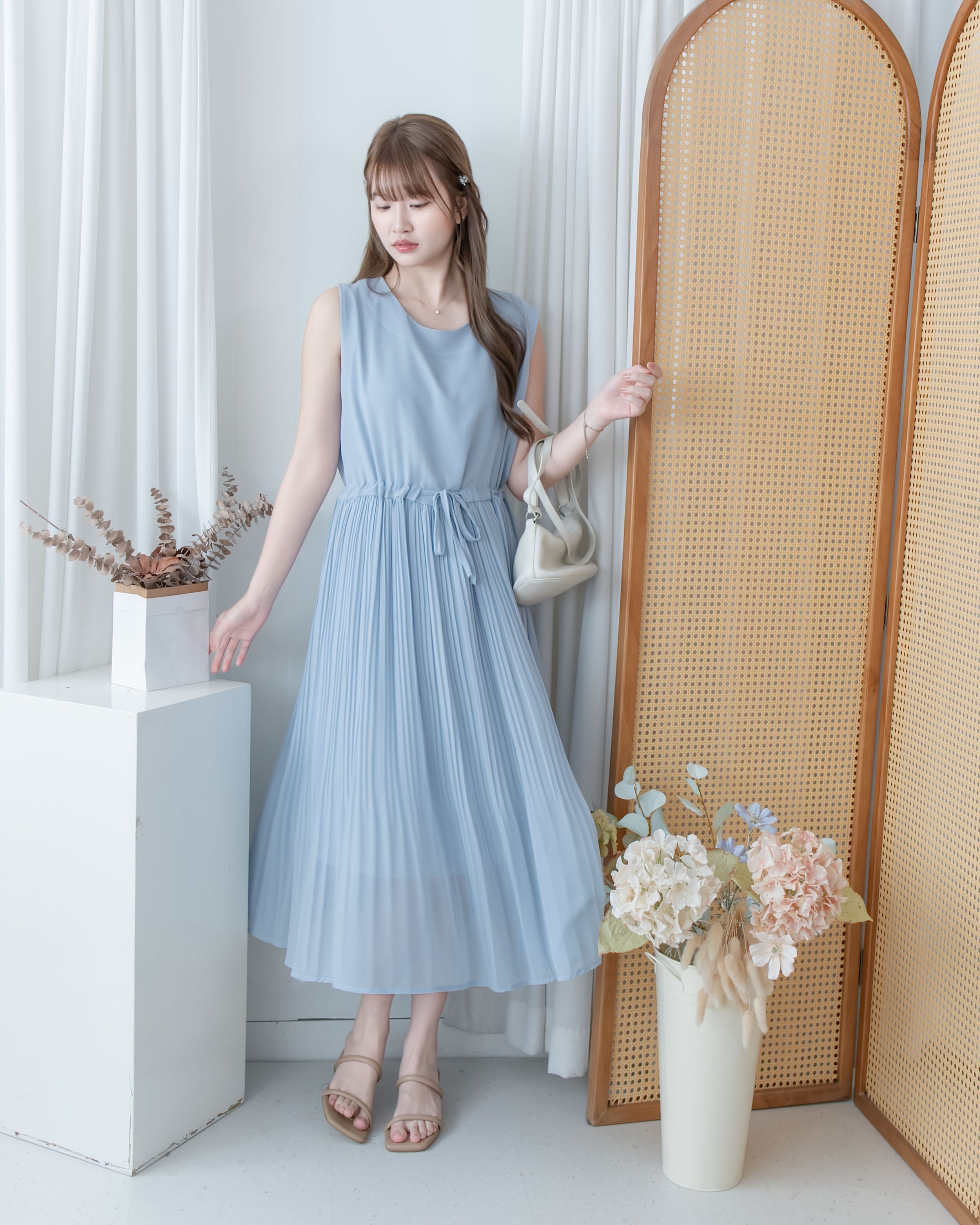 Chiffon Vest Dress 雪紡無袖修腰飄逸連身裙/ DS1134