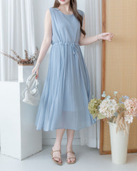Chiffon Vest Dress 雪紡無袖修腰飄逸連身裙/ DS1134