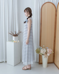 Pleated Striped Dress 條紋百褶細緻針織背心長裙/ DS1130