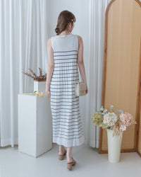 Pleated Striped Dress 條紋百褶細緻針織背心長裙/ DS1130
