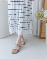 Pleated Striped Dress 條紋百褶細緻針織背心長裙/ DS1130