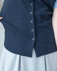 Stripe Collar Top  仿恤衫外穿針織彈性修身上衣/ TP9233