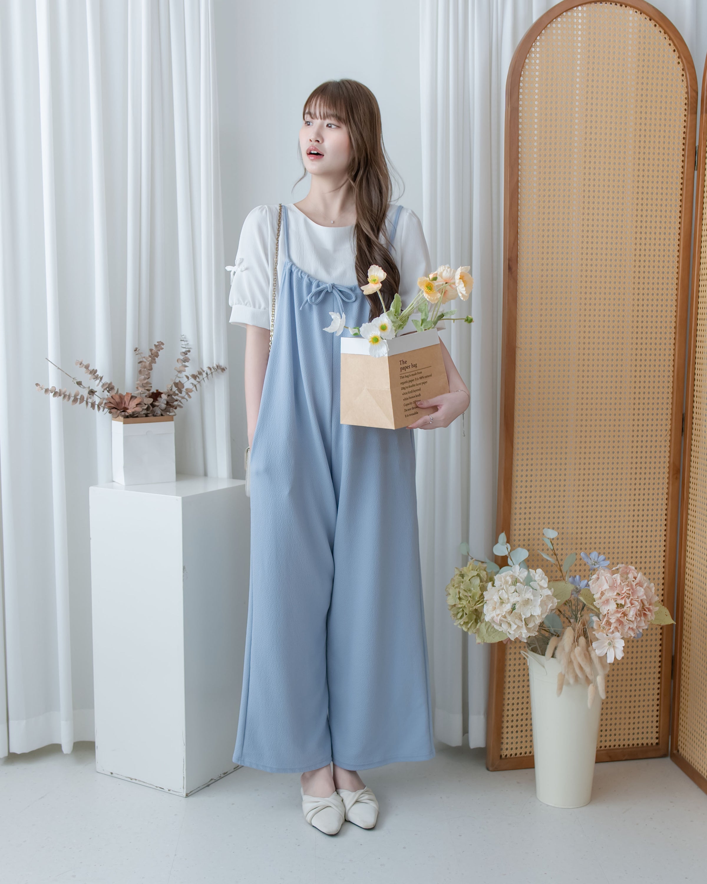 Ribbon Blouse 船領免綁裝飾蝴蝶每日上衣/ BU9140