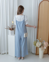 Ribbon Jumpsuit 蝴蝶調節細帶鬆弛感闊腳吊帶褲/ DS1136 (Pre-order LightKhaki)