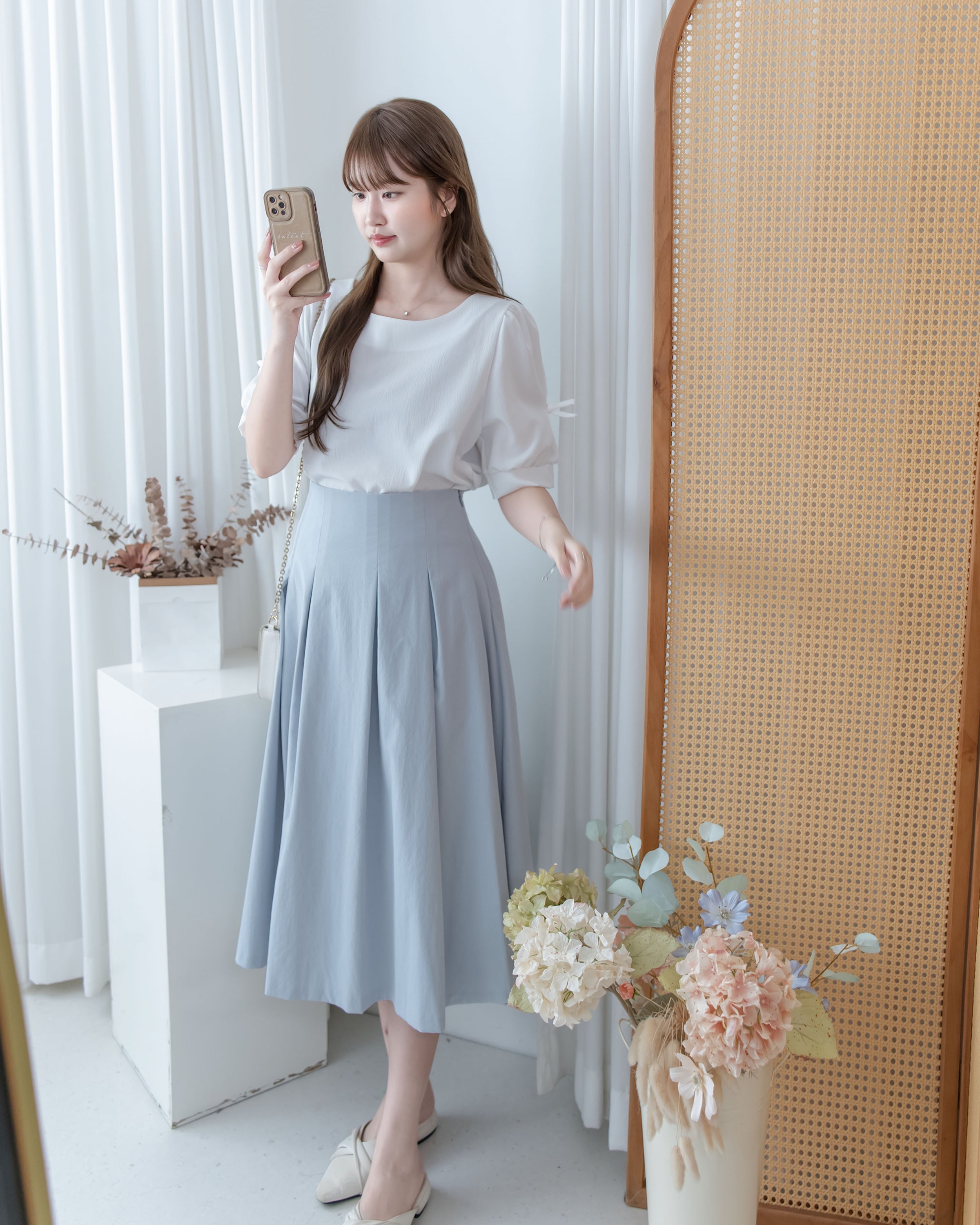 Ribbon Blouse 船領免綁裝飾蝴蝶每日上衣/ BU9140