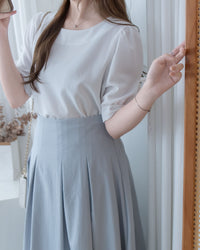 Ribbon Blouse 船領免綁裝飾蝴蝶每日上衣/ BU9140
