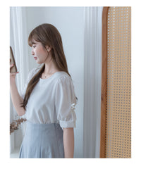 Ribbon Blouse 船領免綁裝飾蝴蝶每日上衣/ BU9140