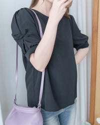 Ribbon Blouse 船領免綁裝飾蝴蝶每日上衣/ BU9140