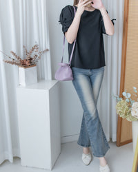 Ribbon Blouse 船領免綁裝飾蝴蝶每日上衣/ BU9140