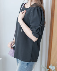 Ribbon Blouse 船領免綁裝飾蝴蝶每日上衣/ BU9140