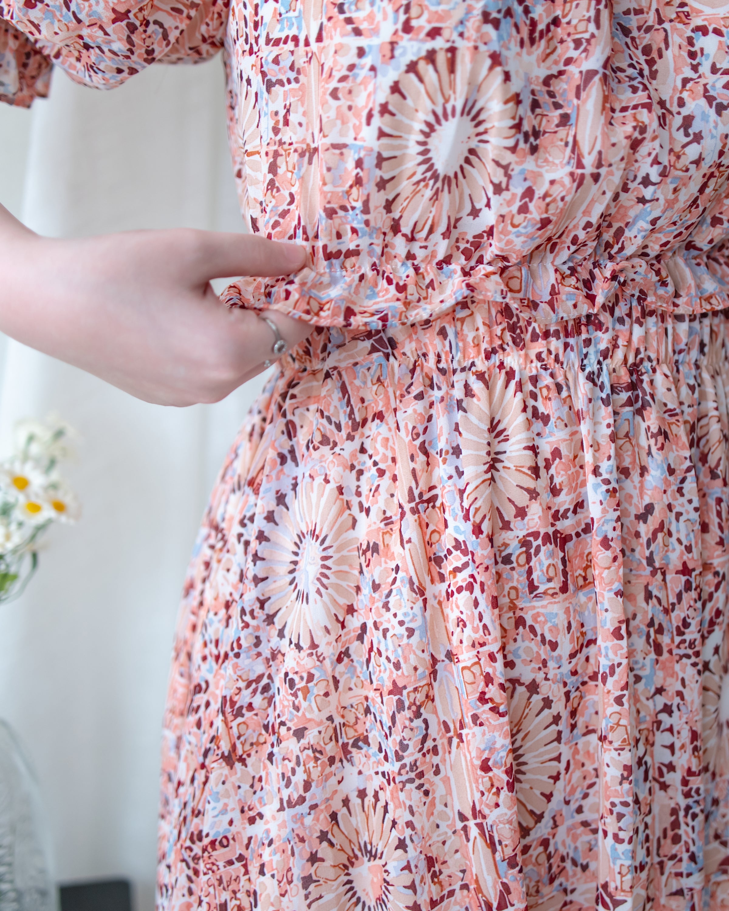 Patterned Crop Set 藝術印花短版花邊腰間套裝/ SE8115 （pre-order)