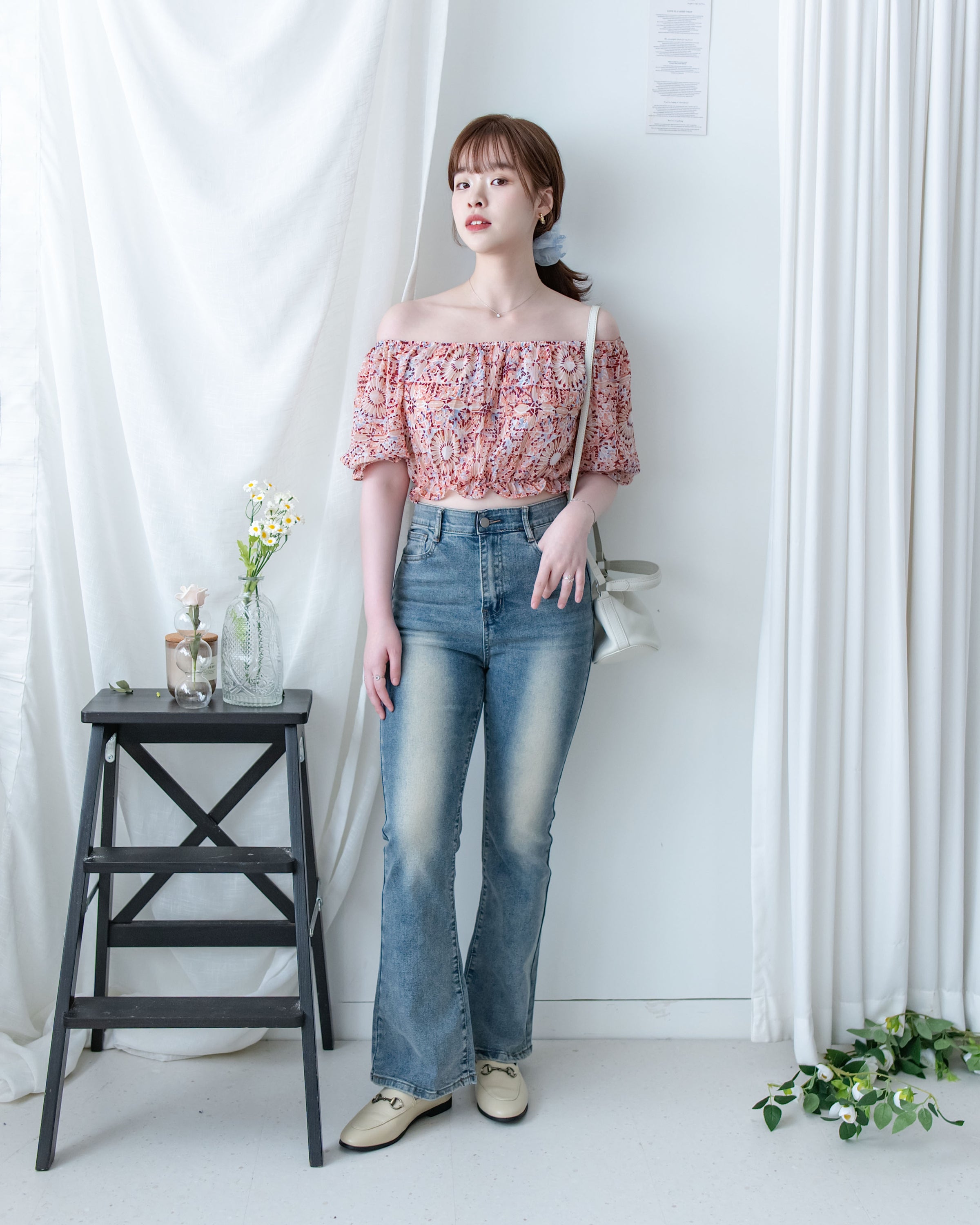 Patterned Crop Set 藝術印花短版花邊腰間套裝/ SE8115 （pre-order)