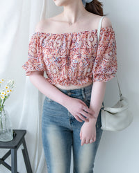 Patterned Crop Set 藝術印花短版花邊腰間套裝/ SE8115 （pre-order)
