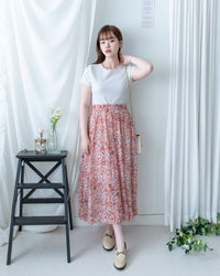 Patterned Crop Set 藝術印花短版花邊腰間套裝/ SE8115 （pre-order)