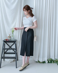 Coco Skirt 微閃十字紋前開叉知性半裙/ SK8945 (pre-order white)