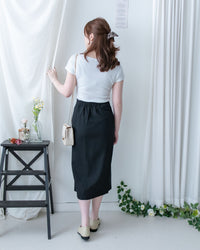 Coco Skirt 微閃十字紋前開叉知性半裙/ SK8945 (pre-order white)
