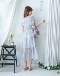 Firework Dress 花火印花琉璃雪紡花邊連身裙/ DS1141