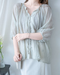 Effortless Blouse 微褶皺紗感面料空氣感上衣/ BU9147