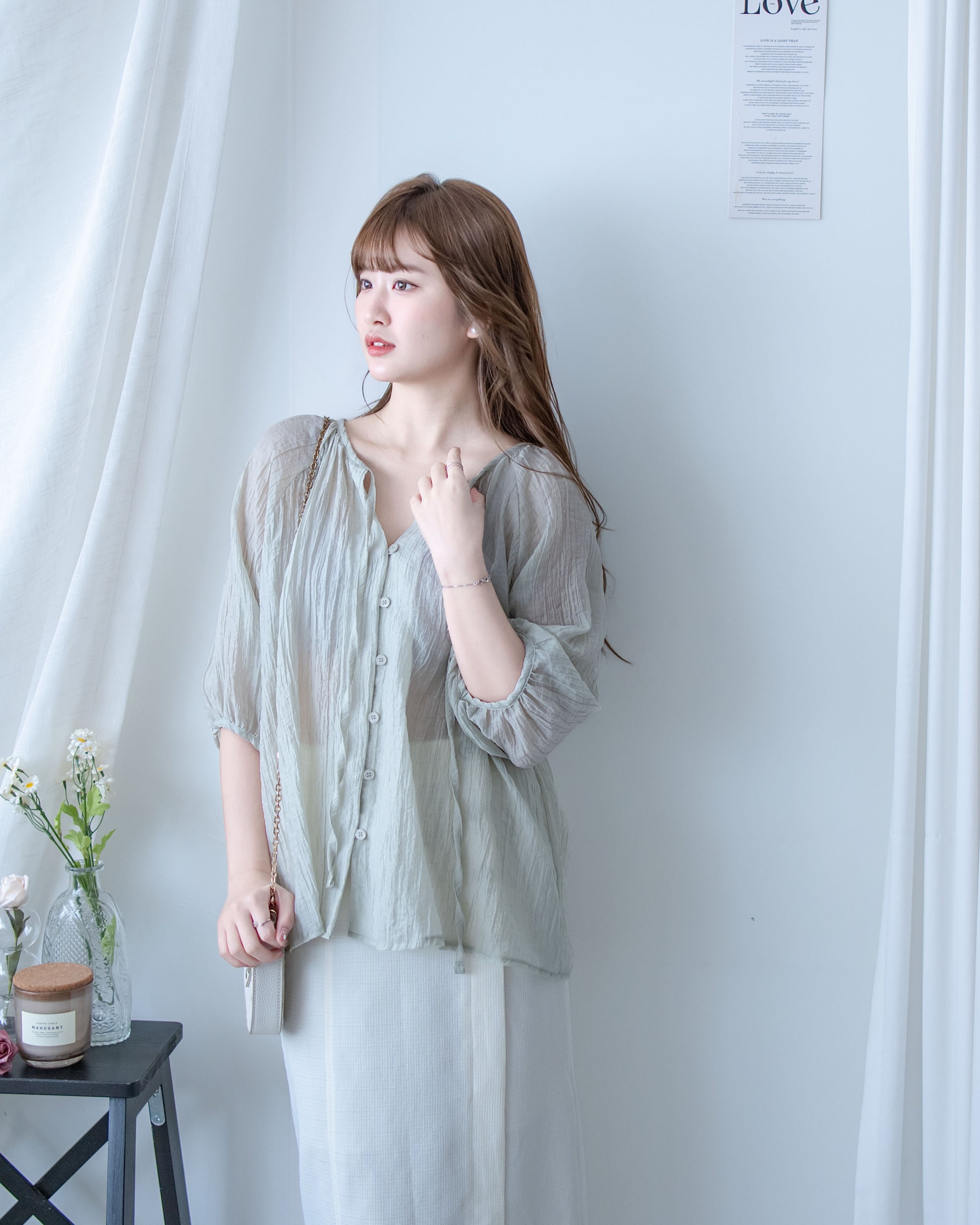 Effortless Blouse 微褶皺紗感面料空氣感上衣/ BU9147