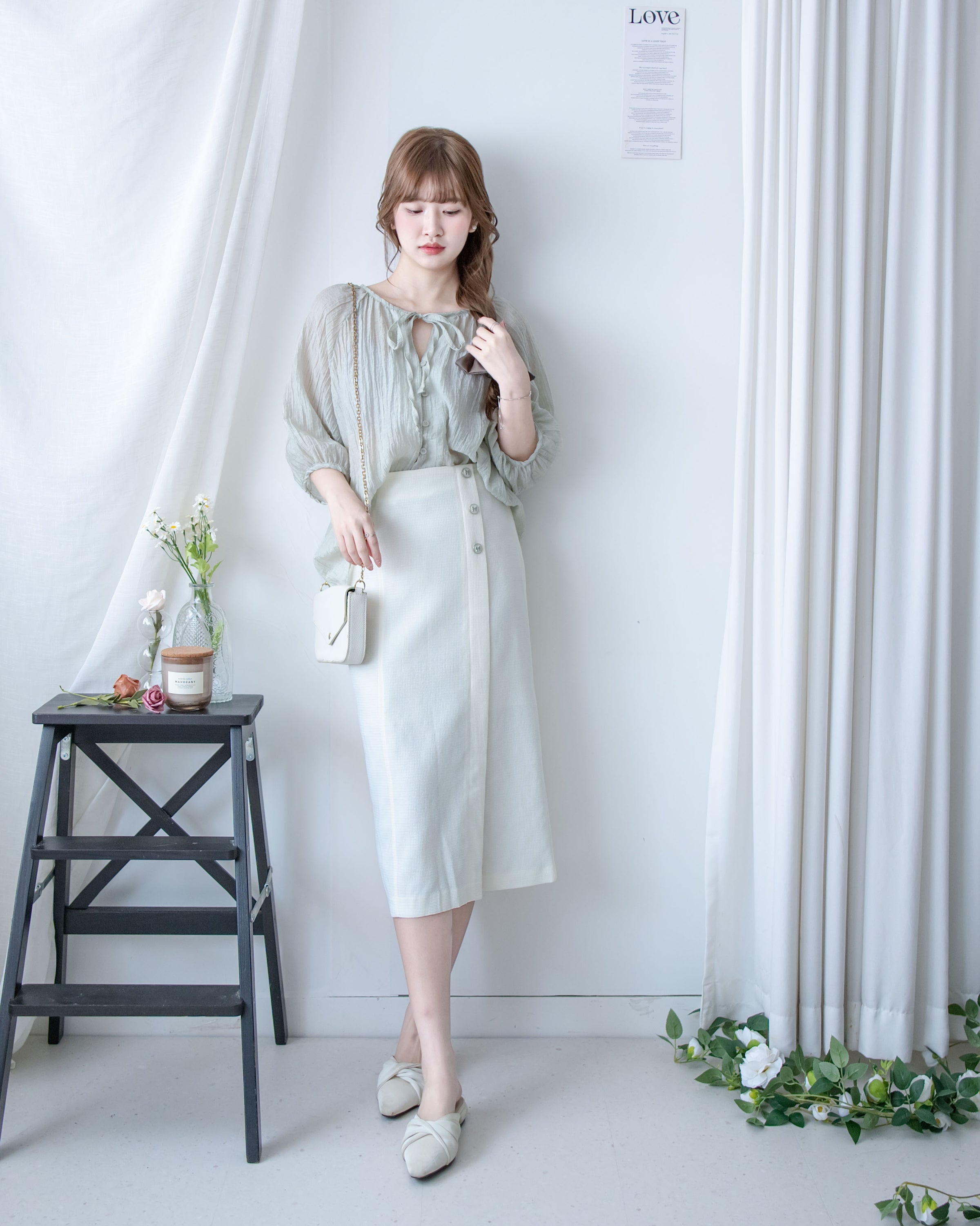 Effortless Blouse 微褶皺紗感面料空氣感上衣/ BU9147