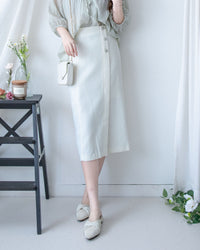 Coco Skirt 微閃十字紋前開叉知性半裙/ SK8945 (pre-order white)