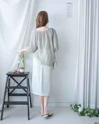 Coco Skirt 微閃十字紋前開叉知性半裙/ SK8945 (pre-order white)
