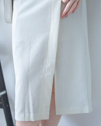 Coco Skirt 微閃十字紋前開叉知性半裙/ SK8945 (pre-order white)