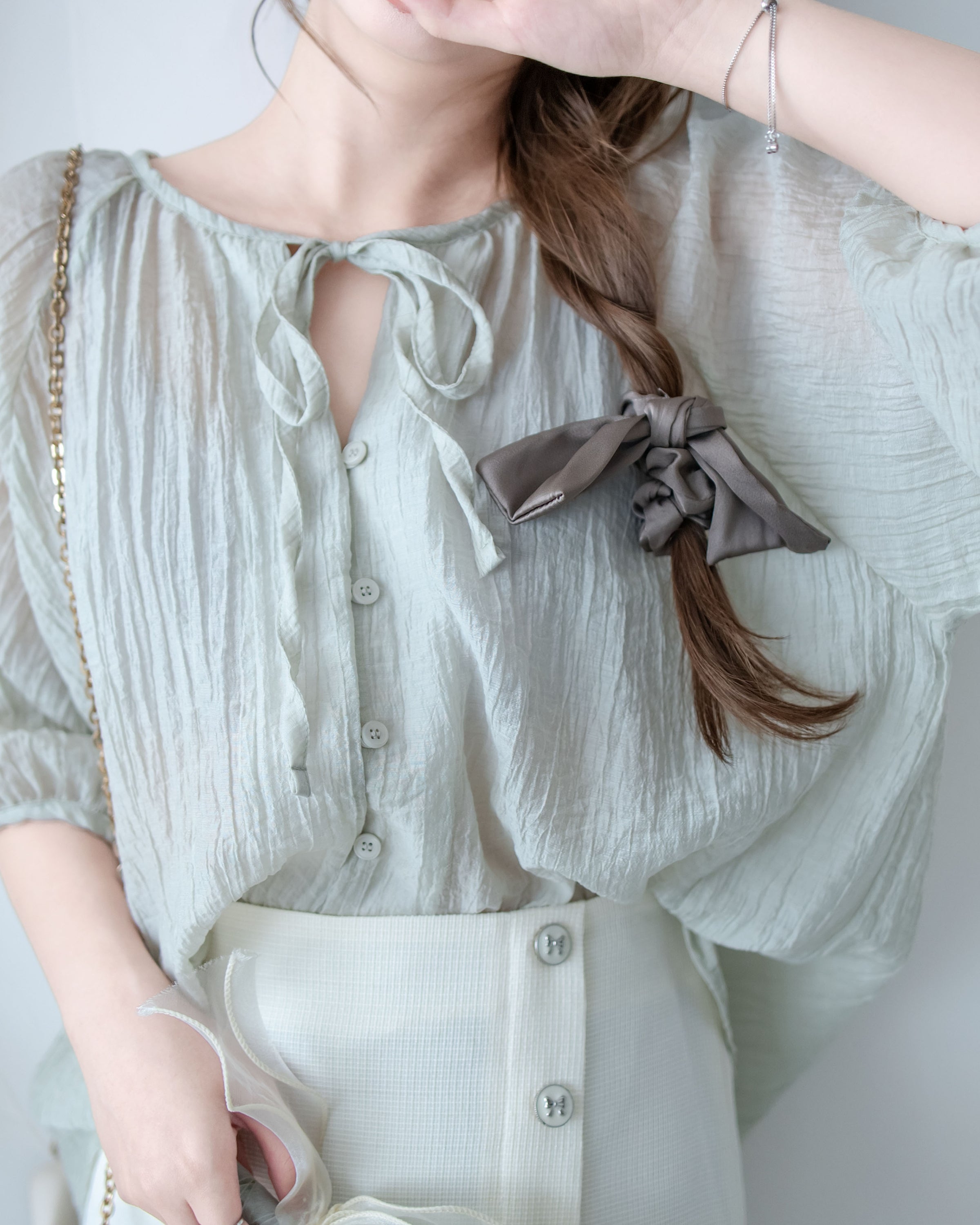 Effortless Blouse 微褶皺紗感面料空氣感上衣/ BU9147