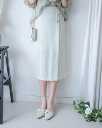 Coco Skirt 微閃十字紋前開叉知性半裙/ SK8945 (pre-order white)