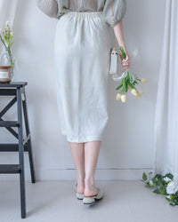Coco Skirt 微閃十字紋前開叉知性半裙/ SK8945 (pre-order white)