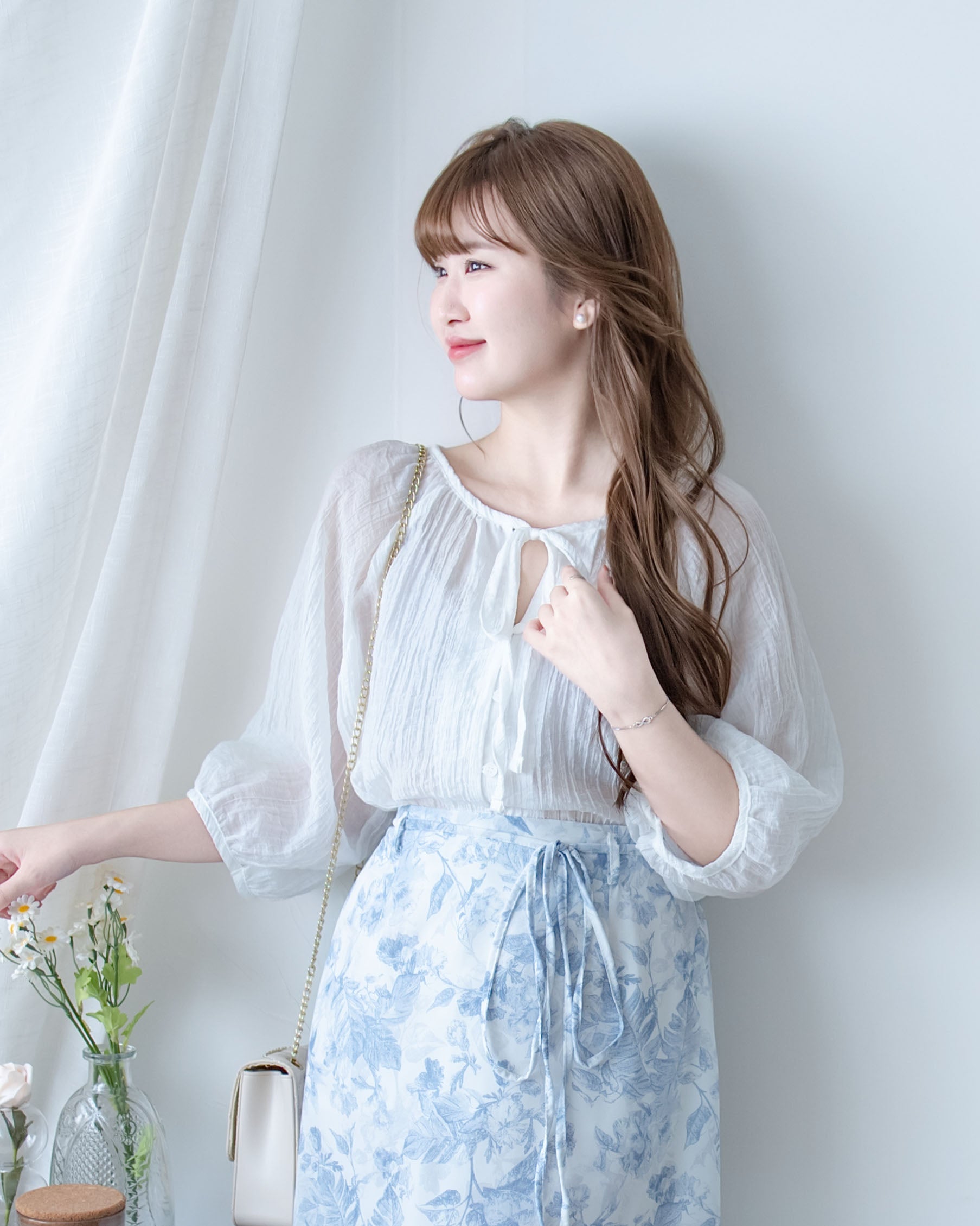 Effortless Blouse 微褶皺紗感面料空氣感上衣/ BU9147