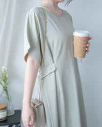 Bonnie Dress 側鈕扣修腰後開叉連身裙/ DS1143