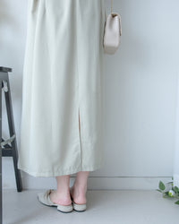Bonnie Dress 側鈕扣修腰後開叉連身裙/ DS1143